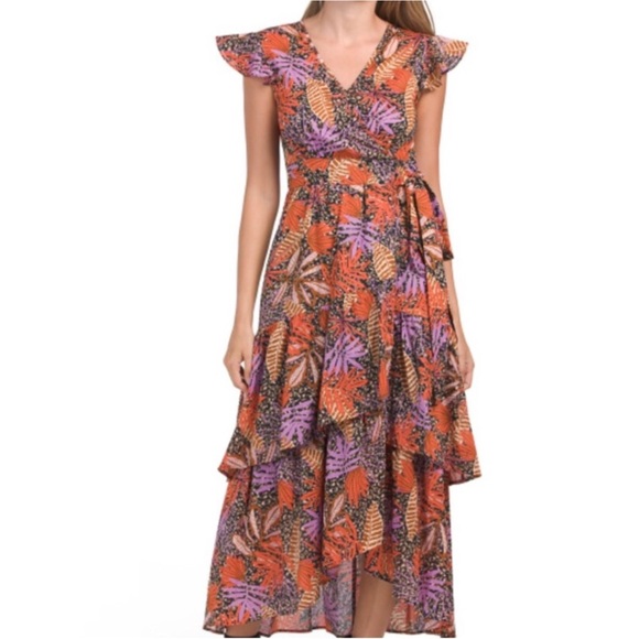 Anthropologie Dresses & Skirts - Anthro Mellody Flutter Sleeve Tiered Floral Midi Dress